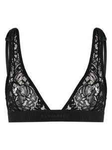 DSQUARED2 soutien-gorge en dentelle à logo brodé - Noir