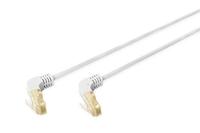 DIGITUS LAN kabel Cat 6A - 15m - 90° haakse stekker - RJ45 netwerkkabel - S/FTP afgeschermd - grijs