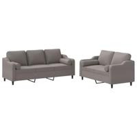 vidaXL 2-delige Loungeset met kussens stof taupe