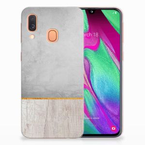 Samsung Galaxy A40 Bumper Hoesje Wood Concrete