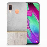 Samsung Galaxy A40 Bumper Hoesje Wood Concrete - thumbnail