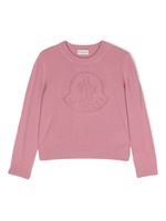 Moncler Enfant logo-embroidered virgin wool jumper - Rose