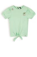 NoNo Meisjes t-shirt rib met knoop - Komy - Spring groen - thumbnail