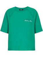 Balmain t-shirt crop à logo Signature brodé - Vert - thumbnail