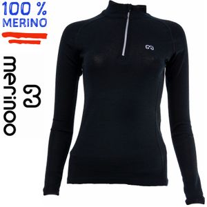 Merinoo (100% merinowol) Merinoo | 200 | Dames thermoshirt met kraag en rits