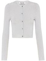 Miu Miu cardigan crop Lamé en maille nervurée - Gris