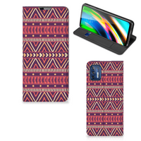 Motorola Moto G9 Plus Hoesje met Magneet Aztec Paars