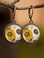 Tijd Steen Bloemen oorbellen