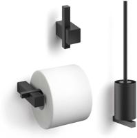 ZACK Carvo Toilet accesoires set 3-in-1 rond zwart - thumbnail