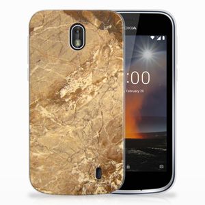 Nokia 1 TPU Siliconen Hoesje Marmer Creme