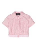 Versace Kids chemise Barocco à coupe crop - Rose