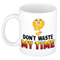 Dont waste my time cadeau mok / beker wit met smiley - cadeau collega   - - thumbnail