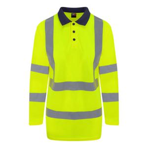 Reflecterende polo lange mouwen geel - 5XL