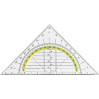 Geodriehoek Triangle met liniaal en gradenboog - 3x stuks - kunststof - 14 x 9 cm - wiskunde/school   -