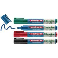 Edding 4-31-4 Flipchartmarker 4-31-4 Ronde punt 1.5 - 3 mm Zwart, Rood, Blauw, Groen 4 stuk(s)