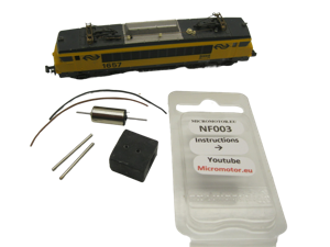 micromotor NF003G N ombouwkit voor fleischmann NS1600 SNCF BB 1500, 1600, 22200, 7200