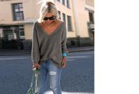 Hippe dames trui met v-hals