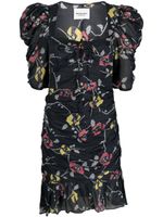 MARANT ÉTOILE robe courte froncée à fleurs - Noir