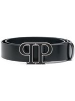 Philipp Plein ceinture en cuir à boucle logo - Noir - thumbnail