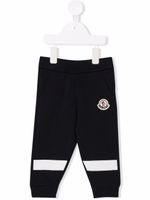 Moncler Enfant pantalon de jogging à patch logo - Bleu - thumbnail