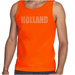 Glitter Holland tanktop oranje rhinestone steentjes voor heren Nederland supporter EK/ WK 2XL  -