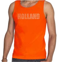 Glitter Holland tanktop oranje rhinestone steentjes voor heren Nederland supporter EK/ WK 2XL  - - thumbnail