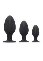 Diamond Shape Butt Plug Set - Black - thumbnail