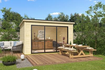 Outdoor Life Pernilla Tuinhuis 385x295 cm 28 mm vuren blank- Lessenaarsdak- Onbehandeld vurenhout- Outdoor Life