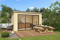 Outdoor Life Pernilla Tuinhuis 385x295 cm 28 mm vuren blank- Lessenaarsdak- Onbehandeld vurenhout- Outdoor Life