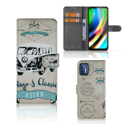 Motorola Moto G9 Plus Telefoonhoesje met foto Retro VW Bus