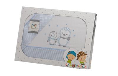 Gamberritos laken set blauw pinguïn 3-delig middel Gamberritos laken set blauw pinguïn 3-delig middel