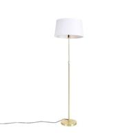 QAZQA Smart vloerlamp goud met linnen kap wit 45 cm incl. Wifi A60 -