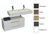 Sanicare Q17 badkamermeubel 2 laden 2 kraangaten 100 cm schots-eiken