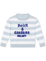 Dolce & Gabbana Kids sweat en coton à rayures - Bleu