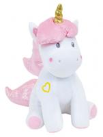 Jemini eenhoornknuffel meisjes 30 cm pluche wit/roze