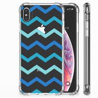 Apple iPhone Xs Max Doorzichtige Silicone Hoesje Zigzag Blauw