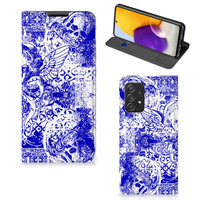 Mobiel BookCase Samsung Galaxy A72 (5G/4G) Angel Skull Blauw - thumbnail