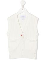 Thom Browne Kids cardigan sans manches en maille torsadée - Blanc