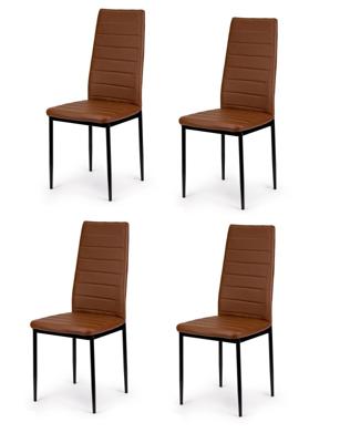 Viking Choice  Eetkamerstoelen set van 4 stuks ECO-leer bruin & zwart metalen frame