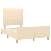vidaXL Bedframe met hoofdbord stof crèmekleurig 120x190 cm, bed, ledikant, tweepersoonsbed, slaapmeubel, bedbodem, bedden, slaapmeubels, slaapmeubelen