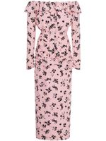 Alessandra Rich robe fleurie à épaules dénudées - Rose