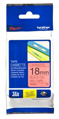Brother TZe-441 Tape Zwart op rood (18 mm)