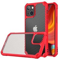 Anti-Shock iPhone 14 Pro Hybrid Case - Carbon Fiber - Rood