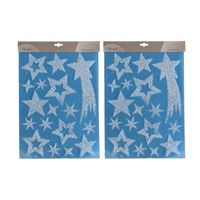 2x Kerst decoratie stickers glitter sterren 30 x 40 cm   -