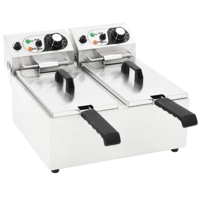 VidaXL 50742 friteuse Frituurpan 12 l Dubbel Zwart, Zilver Vrijstaand 4000 W