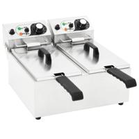 VidaXL 50742 friteuse Frituurpan 12 l Dubbel Zwart, Zilver Vrijstaand 4000 W