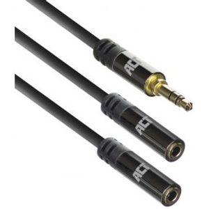 ACT 0,15 meter High Quality audio splitterkabel 3,5 mm stereo jack male - 2x female