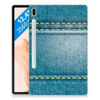 Samsung Galaxy Tab S7FE Leuke Siliconen Hoes Jeans - thumbnail