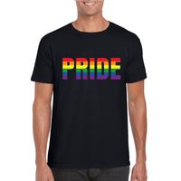 Gay shirt Pride in regenboog letters zwart heren 2XL  - - thumbnail