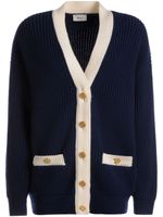 Bally cardigan bicolore en laine à col v - Bleu